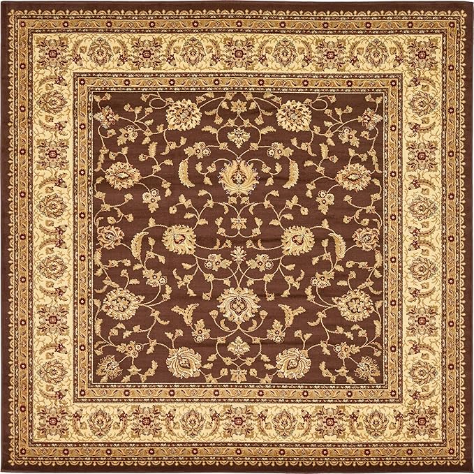 Rugs.com Aditi Collection Rug – 10 Ft Square Brown Low Rug Perfect for Living Rooms, Kitchens, Entryways