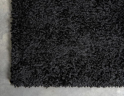 Unique Loom Solid Shag Collection Area Rug (2' 6" x 10' Runner, Jet Black)