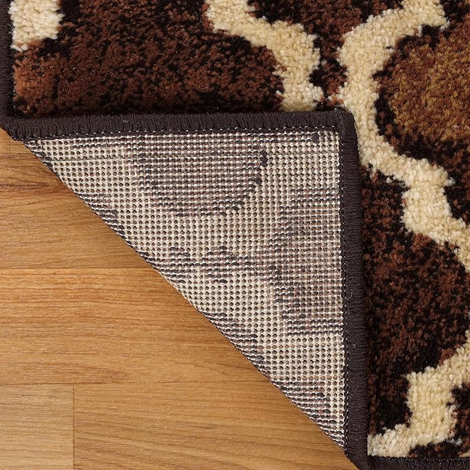SUPERIOR Indoor Large Area Rug for Kitchen, Bedroom, Living Room, Entryway, Hallway with Jute Backing, Perfect for Hardwood Floors- Viking Modern Geometric Trellis Design, 5 ft. x 8 ft., Coffee