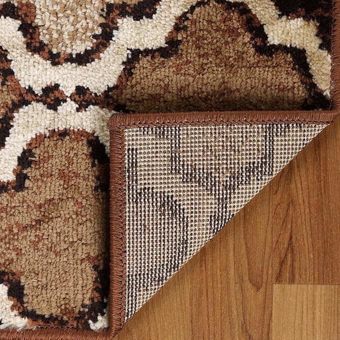 Superior Indoor Small Area Rug, Jute Backed, Perfect for Living/ Dining Room, Bedroom, Office, Kitchen, Entryway, Modern Geometric Trellis Floor Decor, Viking Collection, 4' x 6', Brown