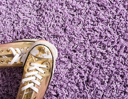 Unique Loom Solid Shag Collection Area Rug (2' 6" x 16' 5" Runner, Lilac)