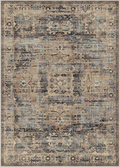 GENIMO Machine Washable 8x10 Area Rugs for Living Room, Non Slip Vintage Rugs, Low Pile Lightweight Chenille Print Rug for Bedroom, Dining Room, Home Office, Tawny Sage