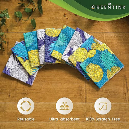 Eco-Friendly Reusable Dish Cloth Set – 10-Pk Multipurpose Kitchen Cleaning Cloth Made from Recycled Materials – Absorbent Dish Towels & Non-Scratch Cleaning Rags, 12x12 in.