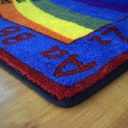 Shine Bright Learning Rainbow Rug 7'6" x 12' Rectangle for School or Classroom | Kids Learning Numbers, Colors & Alphabets | Playroom Area Rug