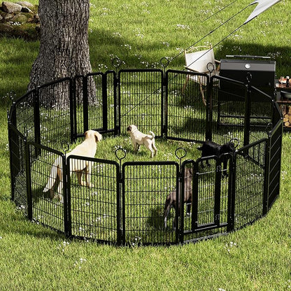 Dog Playpen 40 Inch, 16 Panels Heavy Duty Metal Pet Exercise Pen Indoor Outdoor Fence Panels, Rust-Resistant, Expandable Design, Tool-Free Setup, Anti-Skid, Secure Locking Door for Medium & Large Dogs
