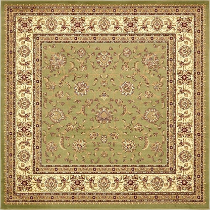 Rugs.com Aditi Collection Rug – 7' 10 Square Green Low Rug Perfect for Living Rooms, Kitchens, Entryways