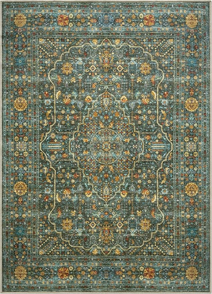Keen Home Design 10x14 Rug - Machine Washable Area Rug with Non-Slip Backing, Ideal for Living Room, Dining Room, Bedroom - Vintage, Easy Clean, Durable, Low Pile Rug - (9'7" x 14')