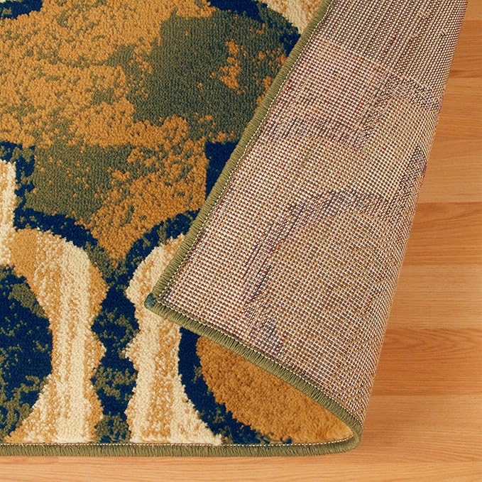 Superior Indoor Area Runner, Jute Backed, Perfect for Hallway, Living/ Dining Room, Bedroom, Office, Kitchen, Entryway, Modern Geometric Trellis Floor Decor, Viking Collection, 2' 7" x 8', Green