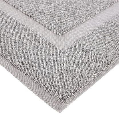 Amazon Basics Banded Bathroom Bath Rug Mat, Light Gray, 31 inches L x 20 inches W