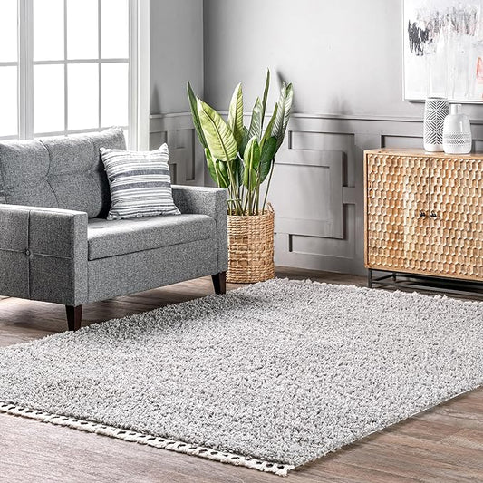 nuLOOM Neva Modern Tasseled Shag Area Rug, 9x12, Grey