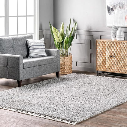 nuLOOM Neva Modern Tasseled Shag Area Rug, 7x9, Grey