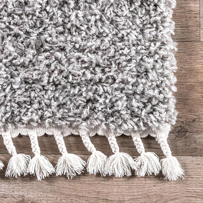 nuLOOM Neva Modern Tasseled Shag Area Rug, 7x9, Grey
