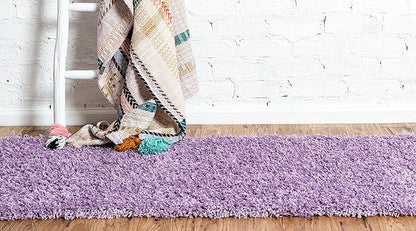 Unique Loom Solid Shag Collection Area Rug (2' x 6' 5" Runner, Lilac)