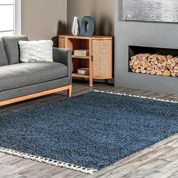 nuLOOM Neva Modern Tasseled Shag Area Rug, 5x8, Blue