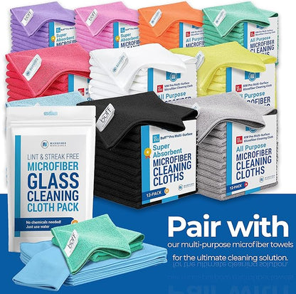 Claro 2 Step Glass Cleaning Cloth 8-Pack – Green Wet & Blue Dry Microfiber Towels Cleaning for Windows, Mirrors & Glass - Streak and Lint Free Cloth for Home, TV, Shower - Machine Washable
