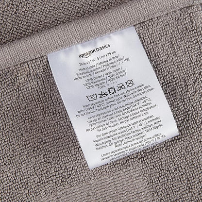 Amazon Basics Banded Bathroom Bath Rug Mat, Light Gray, 31 inches L x 20 inches W