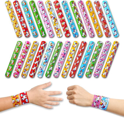 Giraffe Manufacturing 50 pcs Unicorn Slap Bracelets for Kids – Snap Wristbands for Birthday Goodie Bags, Classroom Prizes, Carnival Rewards,Christmas - Unicorn Party Favors for Girls & Boys