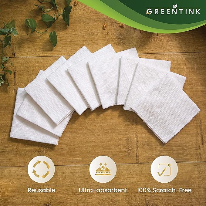 Eco-Friendly Reusable Dish Cloth Set – 10-Pk Multipurpose Kitchen Cleaning Cloth Made from Recycled Materials – Absorbent, Dish Towels & Non-Scratch Cleaning Rags, 12x12 in.