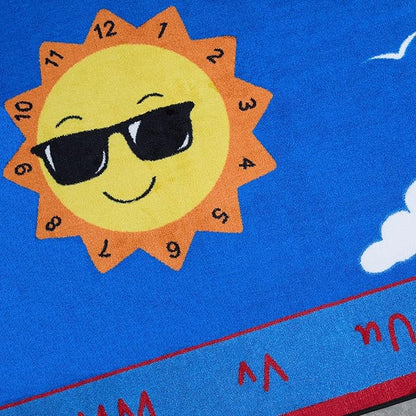 Shine Bright Learning Rainbow Rug 6' x 8'6" Rectangle for School or Classroom | Kids Learning Numbers, Colors & Alphabets | Playroom Area Rug