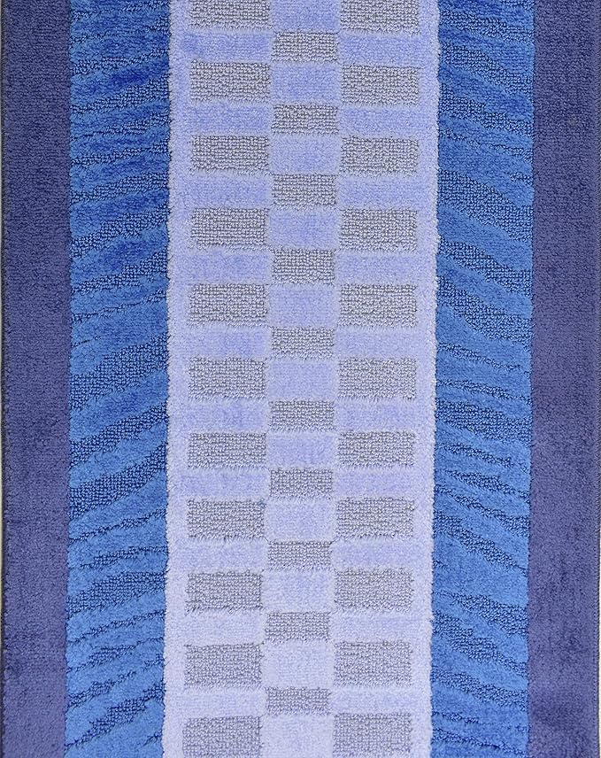 Custom Size Zebra Hallway Runner Rug Slip Resistant, 26 Inch Wide x Your Choice of Length Size, Blue, 26 Inch X 5 Feet, Sold and Priced Per Foot