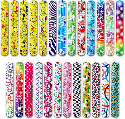 Giraffe Manufacturing 50 Pcs Christmas Slap Bracelets for Kids Bulk – Colorful Snap Bracelets Christmas Party Favors For Kids Stocking Stuffers, Classroom Prize – Fun Wristbands Birthday Gifts