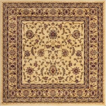 Rugs.com Aditi Collection Rug – 5' 3 Square Cream Low Rug Perfect for Living Rooms, Kitchens, Entryways