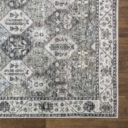 Bloom Rugs Caria Washable Non-Slip 10 ft Runner - Beige/Olive Traditional Runner for Entryway, Hallway, Bathroom, and Kitchen - Exact Size: 2'6" x 10'