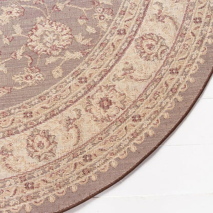 Rugs.com Aditi Collection Rug – 6' Round Brown Low Rug Perfect for Kitchens, Dining Rooms