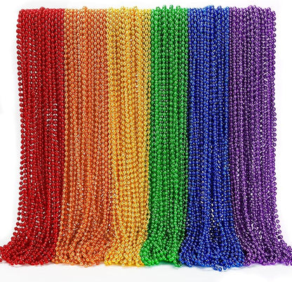 200PCS Pride Accessories, LGBTQ Pride Beads Necklace Accessories, 6 Kinds of Metallic Beads Necklace Bulk, Gay Lesbian Pride Necklace, Costumes Decor for Pride Month Parade Throws Party Favors