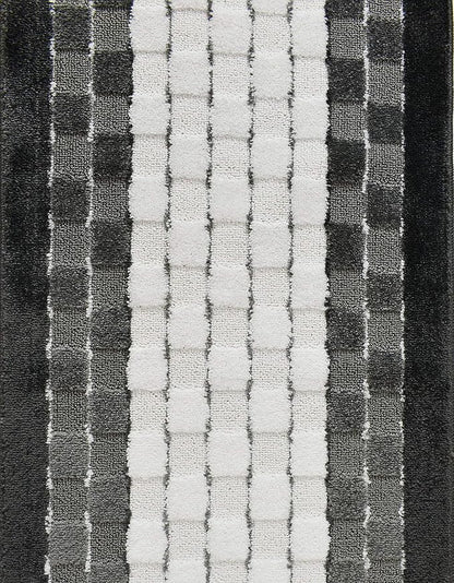 Custom Size Hallway Runner Rug, Slip Resistant Rubber Back, 26 Inch Wide x Your Choice of Length Size, Checkered Anthracite White, 26 Inch X 5 Feet, Sold and Priced Per Foot