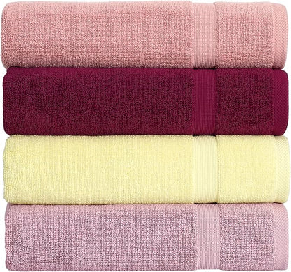 SALBAKOS 100% Turkish Cotton Bath Mat Set 2-Piece - 20x34 inch, Premium Quality Hotel & Spa Collection, Soft, Absorbent, Long Lasting, Durable Bathroom Rugs | Made in Turkey (Yellow, 2 Bath Mats)