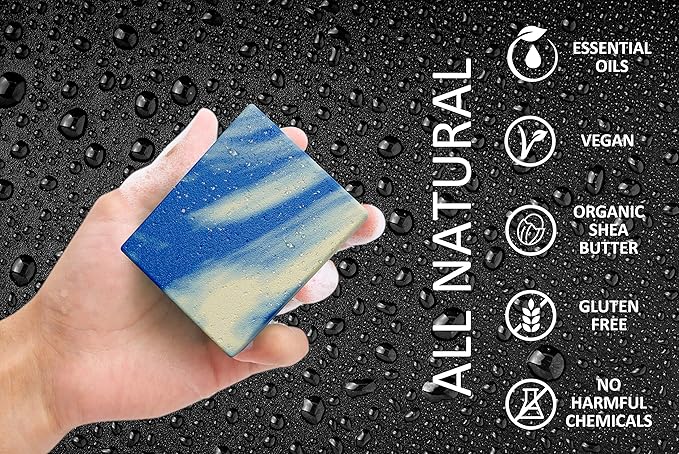 NATURAL AMERICAN Mens Organic Bar Soap, Masculine Scents, 100% Natural Soap for Men - Essential Oils, Organic Shea Butter Natural Body Soap, Natural Bar Soap for Men - SOLDIER Body Soap 5 oz (6pk)