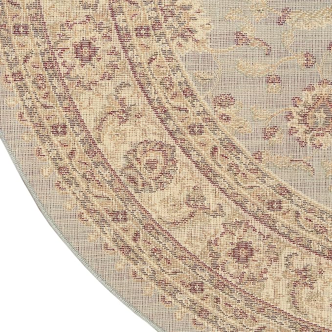 Rugs.com Aditi Collection Rug – 6' Round Light Blue Low Rug Perfect for Kitchens, Dining Rooms