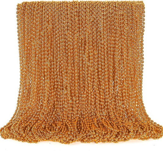 100PCS Bead Necklace, Orange Oval Halloween Beaded Necklace Party Favors, 32" Mardi Gras Bead Necklaces, Festival Parade Orange Throw Accessories for Mardi Gras Halloween Events Celebrations Decor