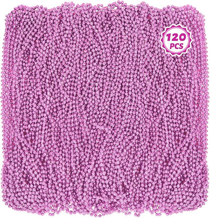 120 PCS Bead Necklaces, 33 IN Mardi Gras Beads, Mardi Gras Accessories, Party Beads Parade Throws Bulk Party Costume Favors Supplies Decor for Gender Wedding Pirate