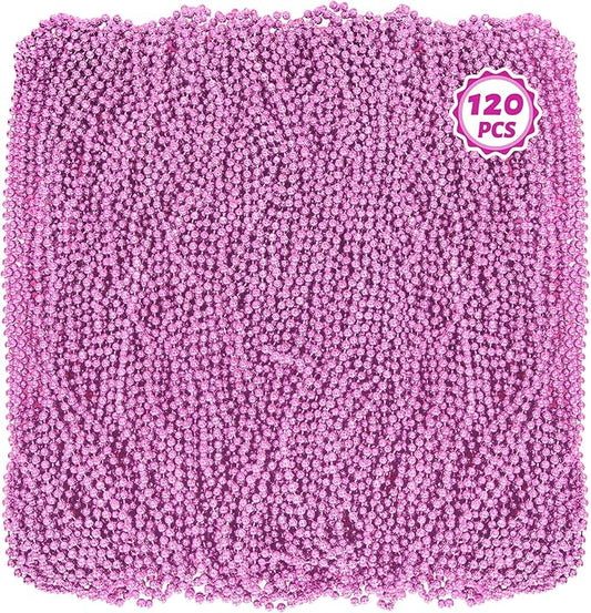 120 PCS Bead Necklaces, 33 IN Mardi Gras Beads, Mardi Gras Accessories, Party Beads Parade Throws Bulk Party Costume Favors Supplies Decor for Gender Wedding Pirate