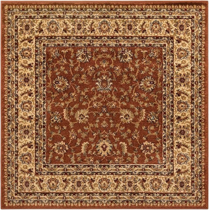 Rugs.com Aditi Collection Rug – 4' Square Brick Red Low Rug Perfect for Living Rooms, Kitchens, Entryways