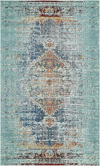 Unique Loom Solid Shag Collection Area Rug (2' 7" x 10' Runner, Deep Aqua Blue)